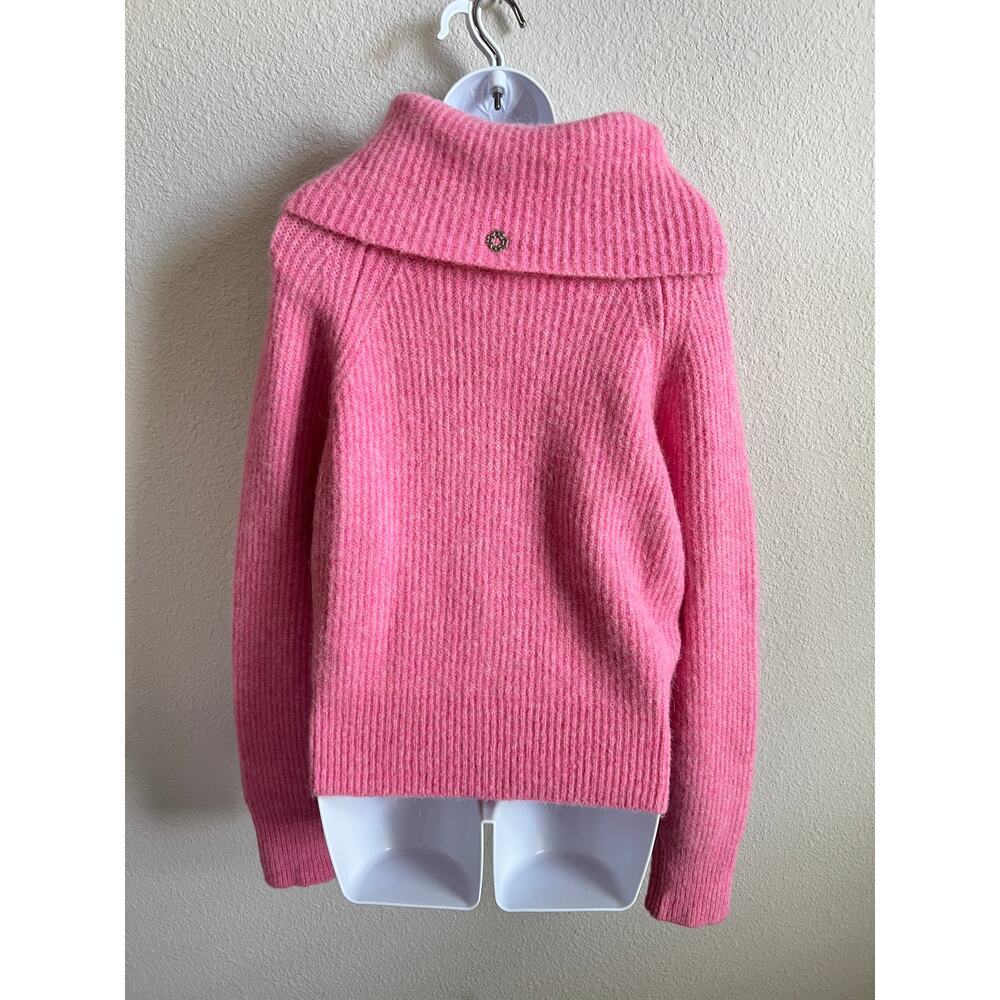 Maje Pink Myzip Wool Blend Cardigan Women's XS Casual Chic Minimalist Sweater - Picture 5 of 6